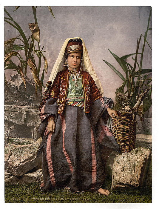 A picture of Young women of Bethlehem, Holy Land, (i.e., West Bank)