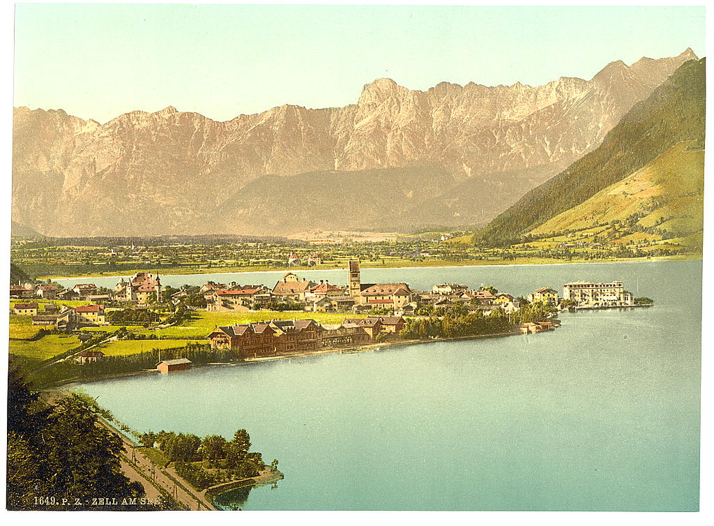 A picture of Zell on the lake (i.e., Zell am See) from the Steinernes Meer, Austria, Austro-Hungary