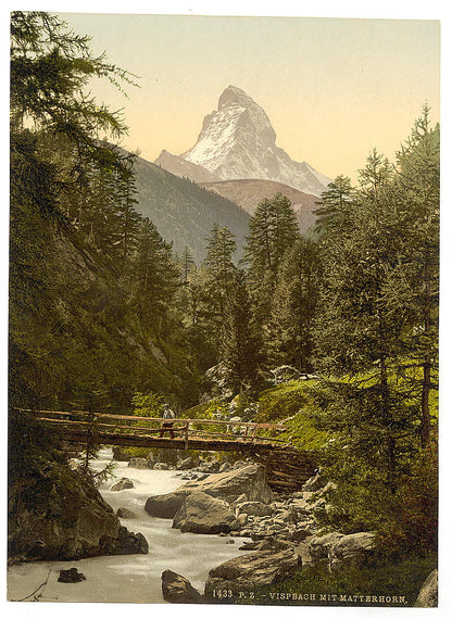 A picture of Zermatt, Vispach Bridge, with top of Matterhorn, Valais, Alps of, Switzerland